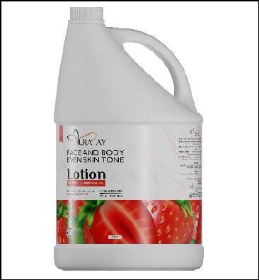 Auraray Body Lotion Strawberry 3.78L a berry- enriched moisturizer that enhances youthful radiance