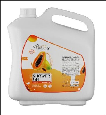 Auraray Shower Gel Papaya 4.5L gently exfoliates and rejuvenates the skin